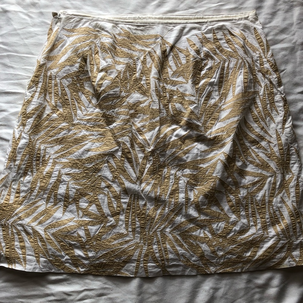 Women’s cotton A-line skirt, tan & white lined 20